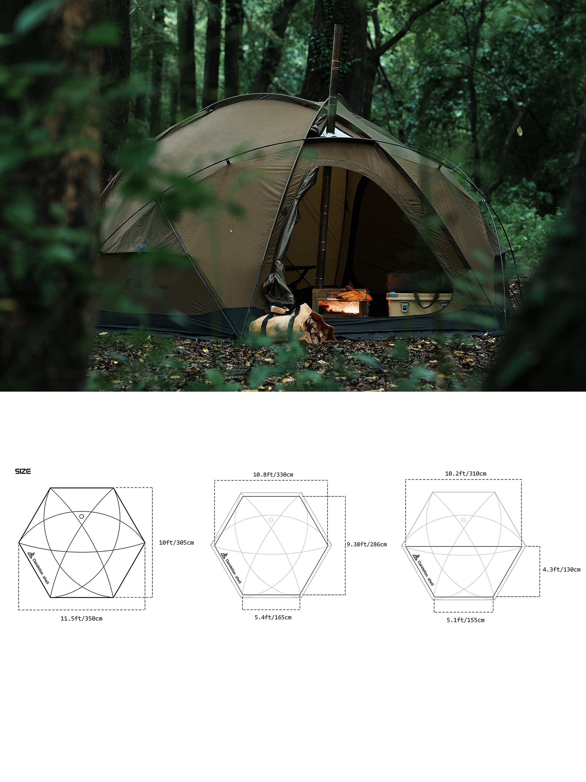 Amazon.co.jp: Dandelion Shell ドーム型暖房テント＋テント薪ストーブ